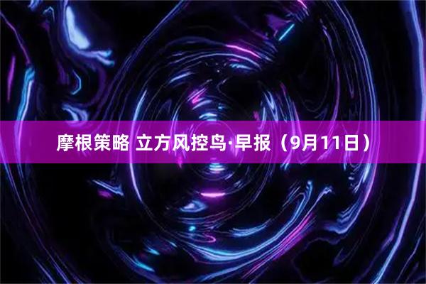 摩根策略 立方风控鸟·早报（9月11日）
