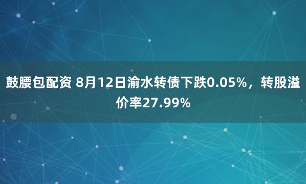 鼓腰包配资 8月12日渝水转债下跌0.05%，转股溢价率27.99%